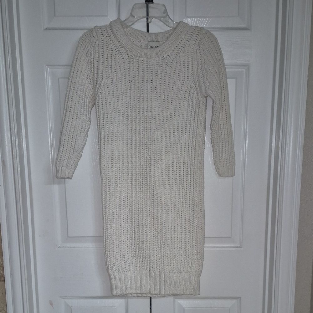 REISS sweater dress XS Off White Chunky Ribbed Knit Quiet Luxury Minimalist Mini